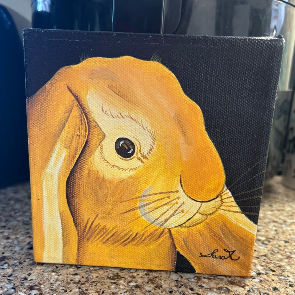 Original Yellow Bunny Portrait on Black
